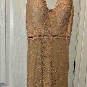 bebe Lace V-Neck Chemise in Nude